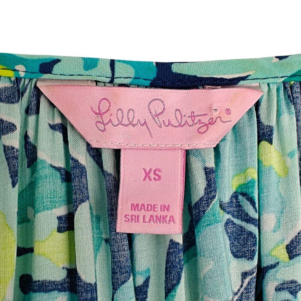 Lilly Pulitzer Willa Top Size XS Indigo Midnight Cove Print Tropical Leaf Resort - Picture 8 of 10